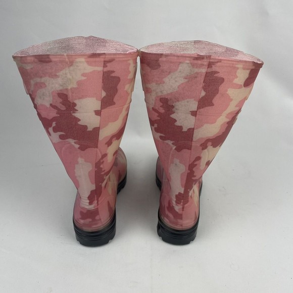 Northerner Girls Rain Boots Pink Camouflage Pull On Mid Calf Round Toe Size 1 - Picture 3 of 5